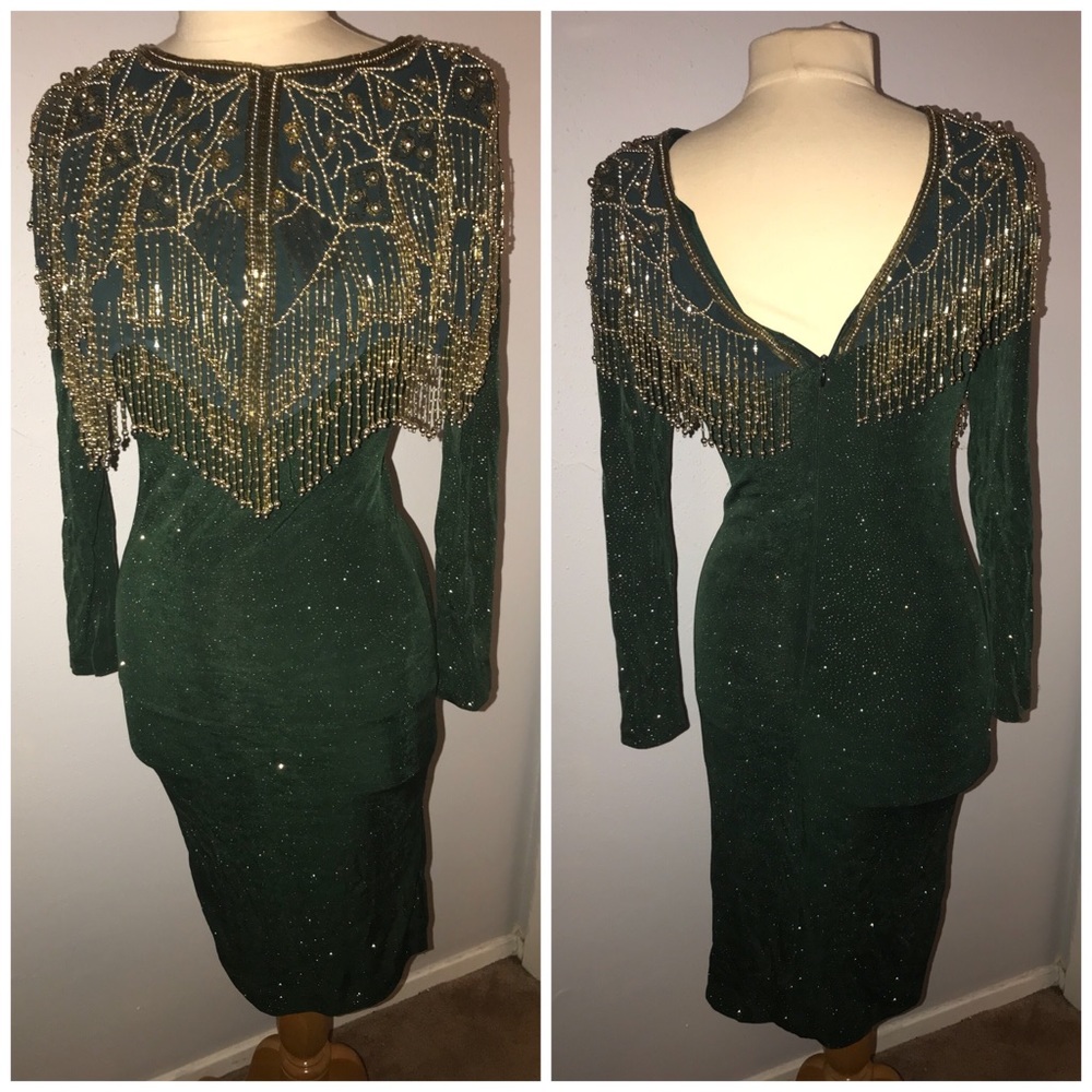 Green beaded dress